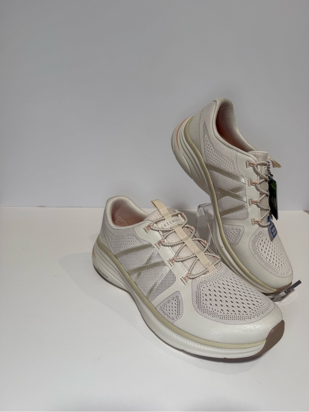 Skechers Women’s Light Beige Knit Athletic Sneakers